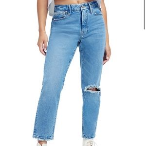 Good American Good Girlfriend Distressed Crop Straight Leg Jeans
